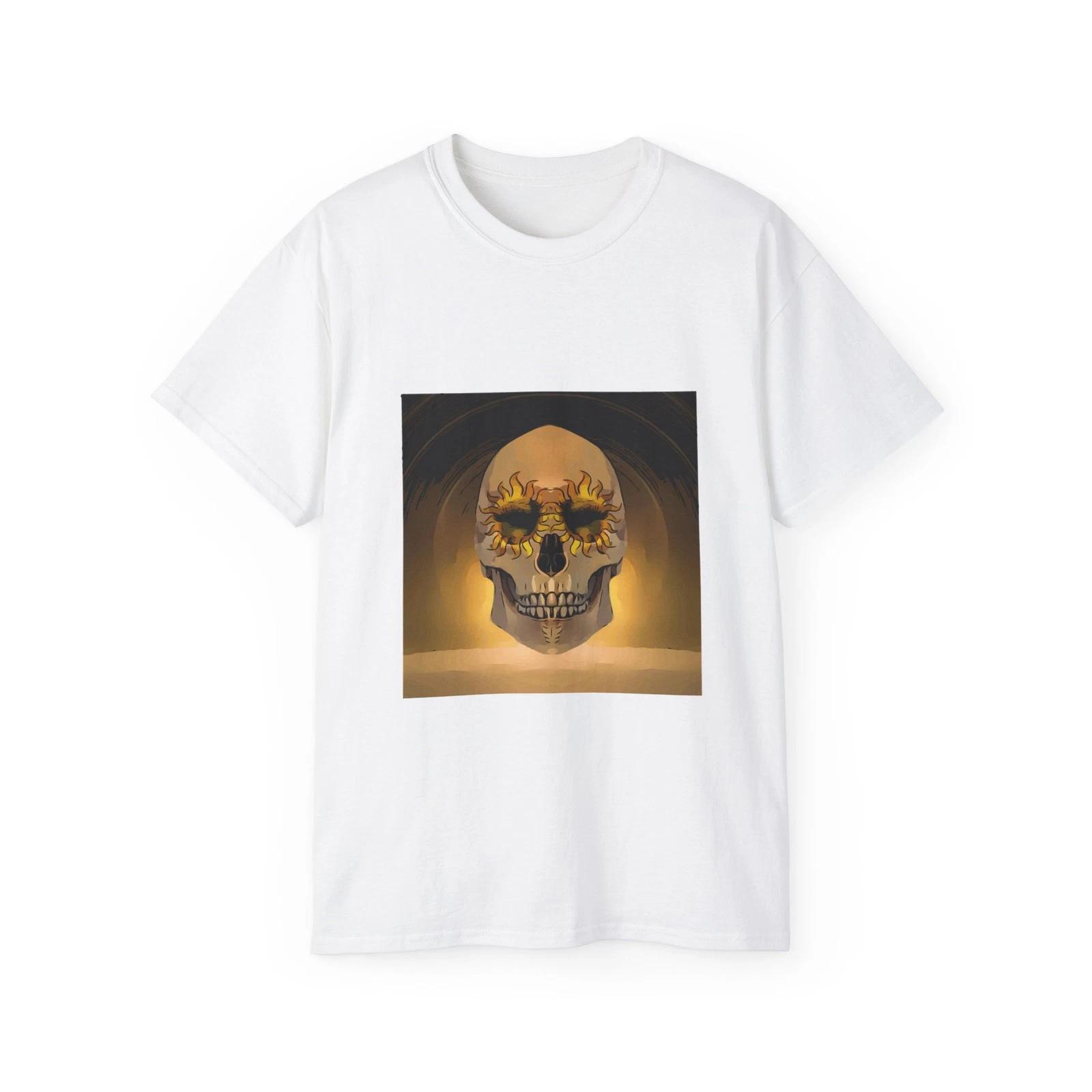 Skull Golden Gothic Gold Skeleton Halloween | Custom Graphic T-Shirt L