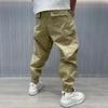Pantaloni Cargo Larghi con Coulisse Uomo Trend Vintage Streetwear Estivi Casual Tinta Unita Tasche Larghi Harem