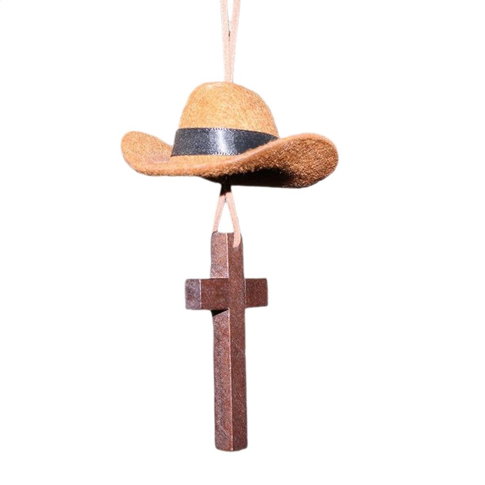 

Cowboy Hat Charm Hat Car Ornaments Country Charm Rear View Mirror Accessories Western Oxford Cloth Ornament Miniature for Auto