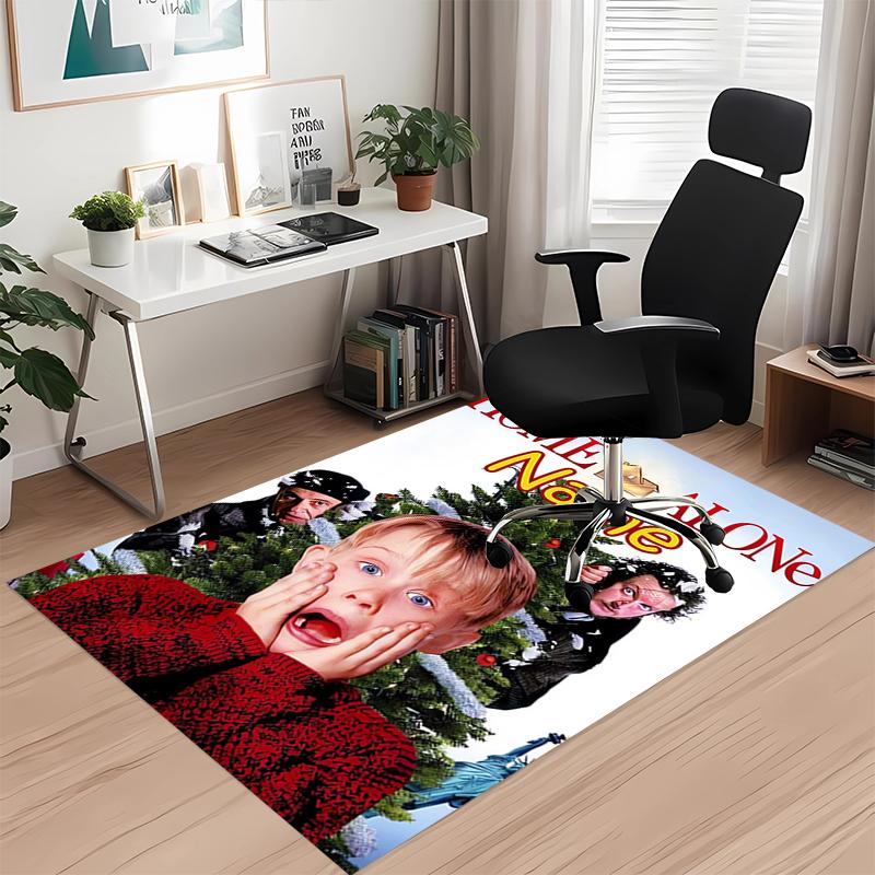 Custom Name Home Alone Printed Carpet, for Office Chair Living Room Bedroom Kitchen Room Decor Gifts.