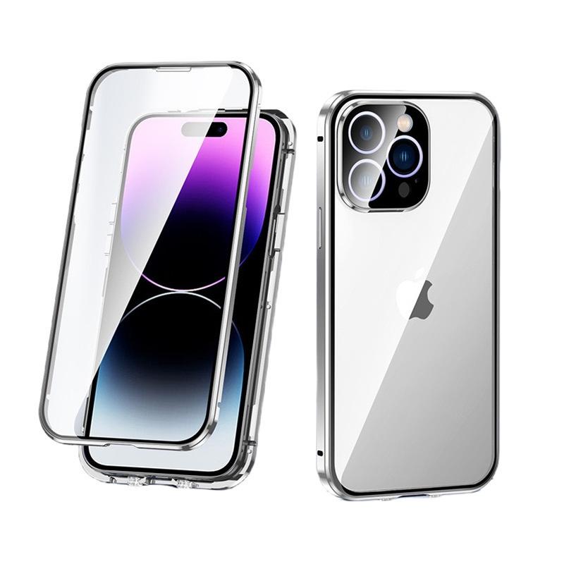 Applicable To IPhone17Promax Mobile Phone Case Apple 16 Double-sided Glass Buckle Magneto 14 Metal Magnetic Case