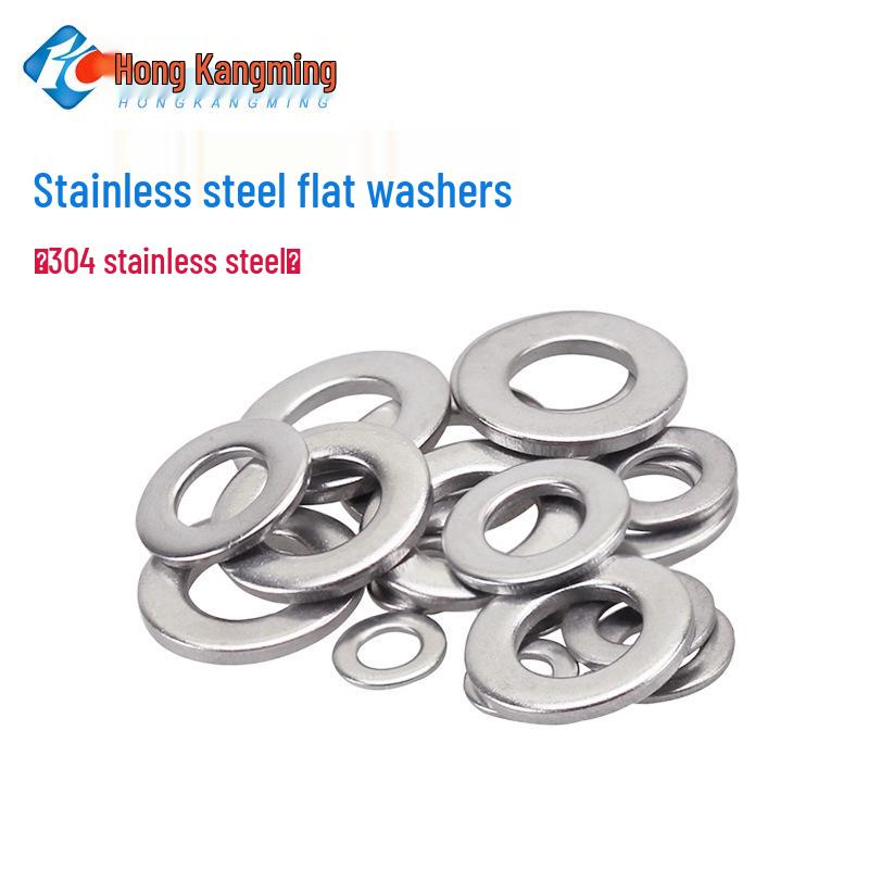304 Stainless Steel Thickened Flat Washer, Round Spacer, M2-M12 Size Range