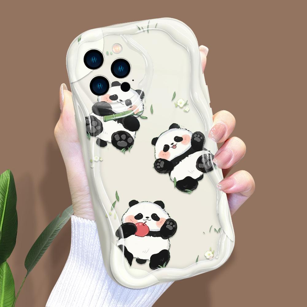 Cartoon Pattern Cream Texture Casing Wavy Edge Soft Silicone Cover Phone Case for IPhone Samsung Huawei Honor Xiaomi Redmi Infinix Tecno