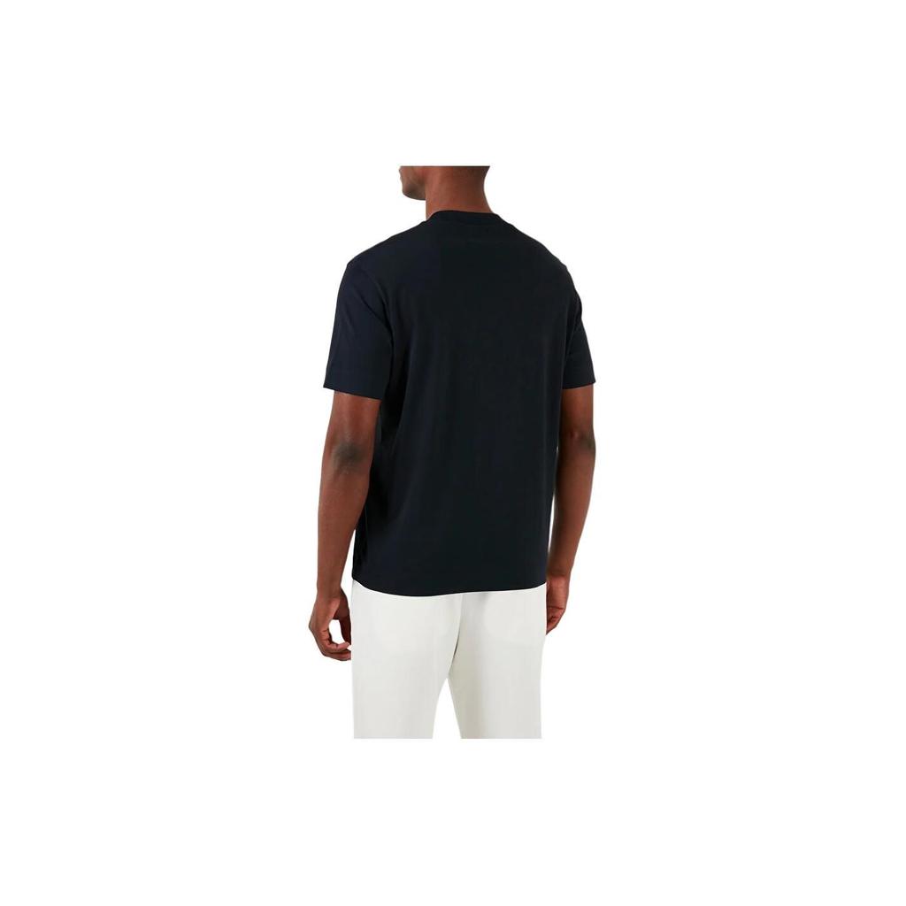 Emporio Armani Round Neck Logo Print Fitted Short Sleeve T-Shirt Men Tops Black 3D1TH3-1JOCZ-09Q7