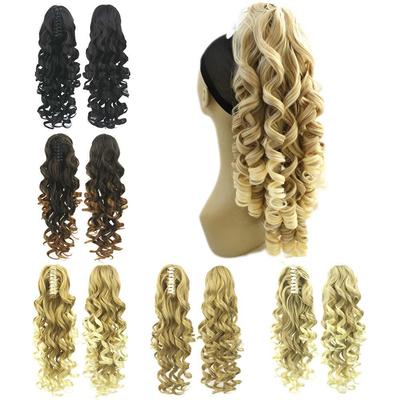Lange 60cm Damen Frauen Krallen-Pferdeschwanz-Clip-In-Pferdeschwanz-Haarverlängerung Extensions Stück Lockiger Stil