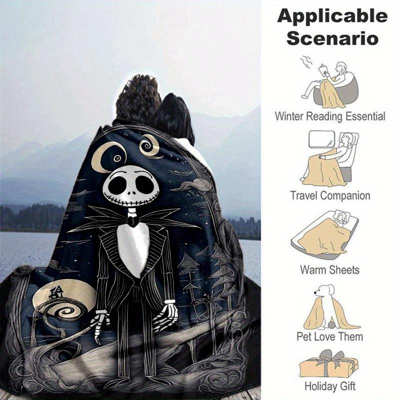1pc The Nightmare Before Christmas Printing Blanket - Soft, All-Season Throw for Living Room, Bedroom,Personalized Gift with Adorable Cartoon Design
