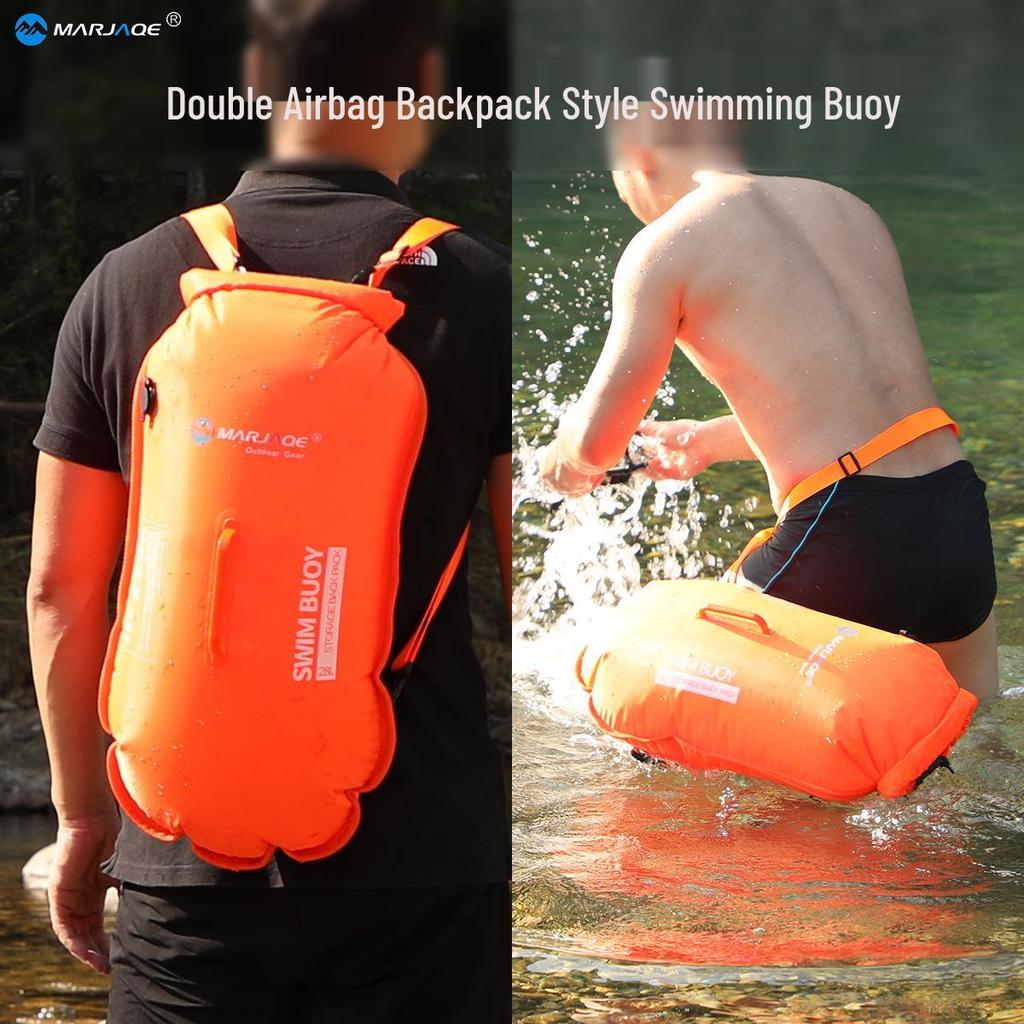 Detachable Double Airbag Swim Buoy & Waterproof Backpack for Outdoor Swimming with Storage