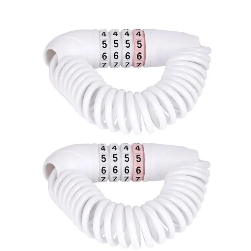 Universal Portable Anti-Theft Security Password Wire Lock for MTB Road Bikes Motorcycles E-Bikes Helmets White 2pcs