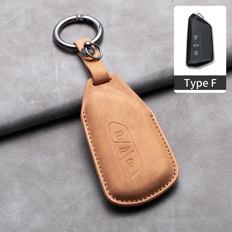Styling Mouldings Sheepskin Leather Car Key Case Cover Fob For Volkswagen Polo VW Magotan Passat B8 TIGUAN MK2 Golf 8 2020 Car A