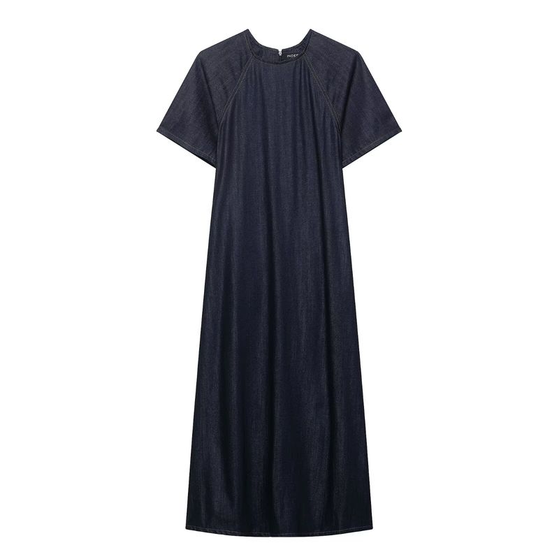 

Kaslead New Women clothes Western Style Fashion Simple Denim Long Dress 2183242 407 Dark blue L