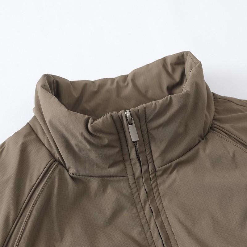 Mens Winter Streetwear Down Jacket Loose Fit Dual-Zip Stand Collar Solid Color 250-300g Filling