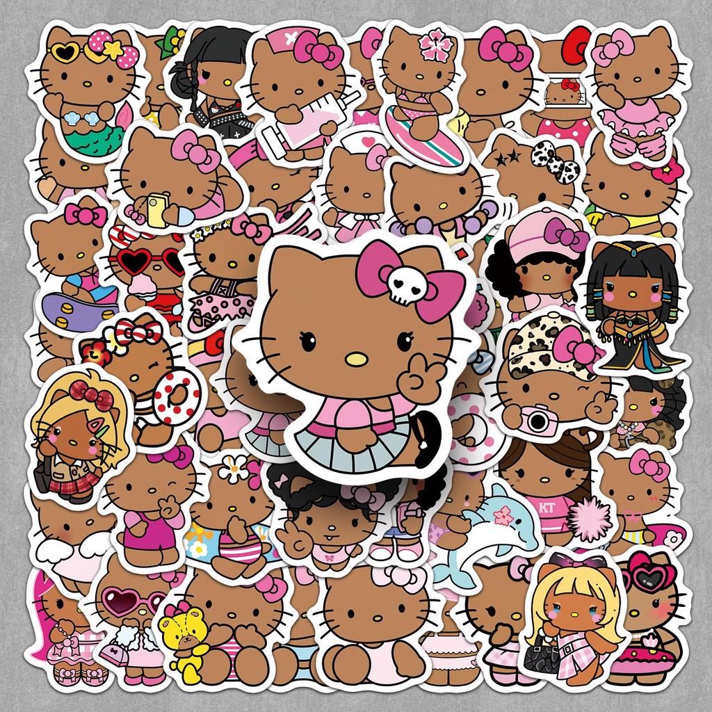 50 Black Cartoon Cat Stickers: Personalized Decorative Stickers for Notebooks, Skateboards, Scooters, and Refrigerators.