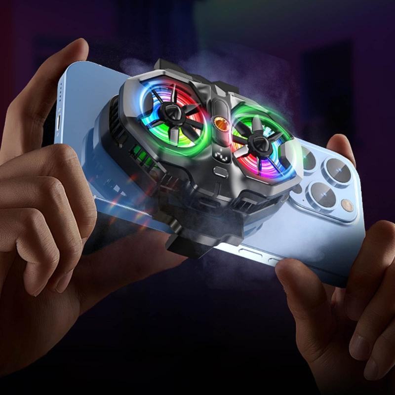 double  Semiconductor Cooling Chip Mobile Phone Coolers with Color  Light & Temp Display Cooling System for Gaming & Str