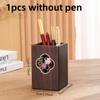 1pcs Multifunctional Ebony Wood Pen Holder Chinese Style Engraved Desktop Organizer Retro Wooden Desk Decor Business Gift Box