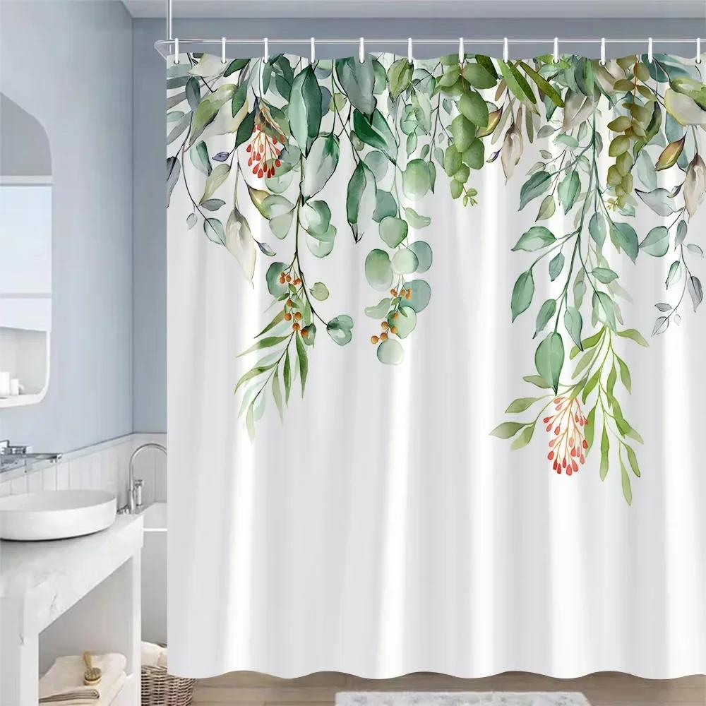 Rustieke Bloemen Douchegordijnen Vlinder Aquarel Bloemen Planten Paars Lavendel Badkamer Gordijn Polyester Decoratie Met Haken