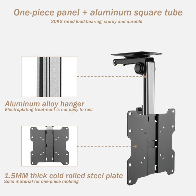 RV Folding TV Hanger 17-37 Inch Monitor Stand Car RV Ceiling Lift Kitchen Dining Caravan Moto Room TV Holder