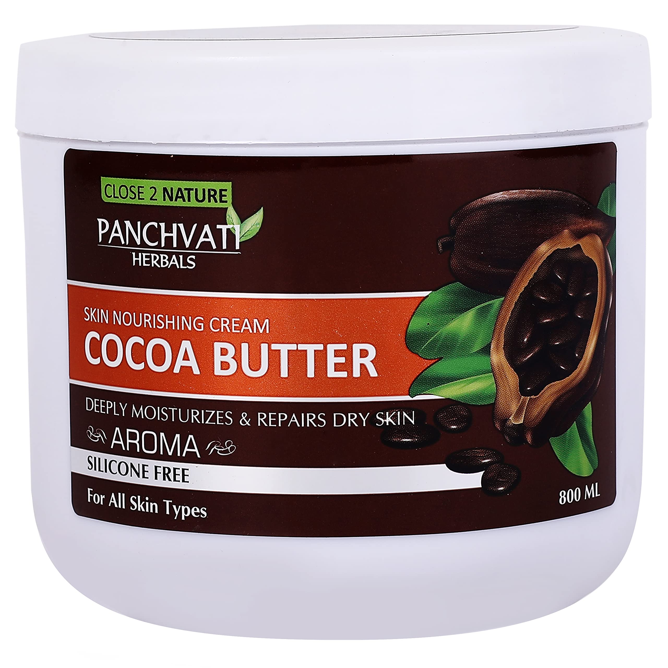 Panchvati Herbals Cocoa Butter Face Massage Cream 800gm (Silicone Free,Skin Nourishing Cream)