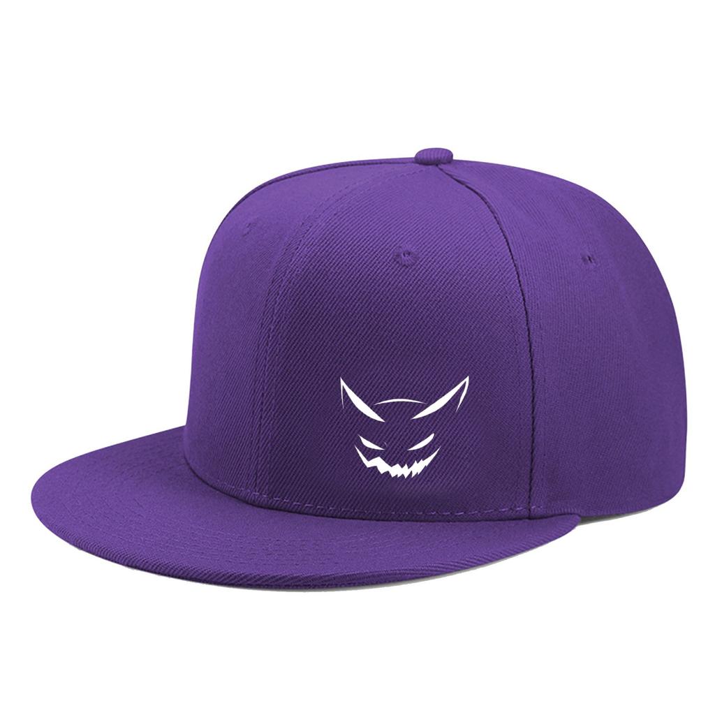 Cute expression printed flat brim baseball cap for men and women, outdoor sports event casual cap, hip-hop street