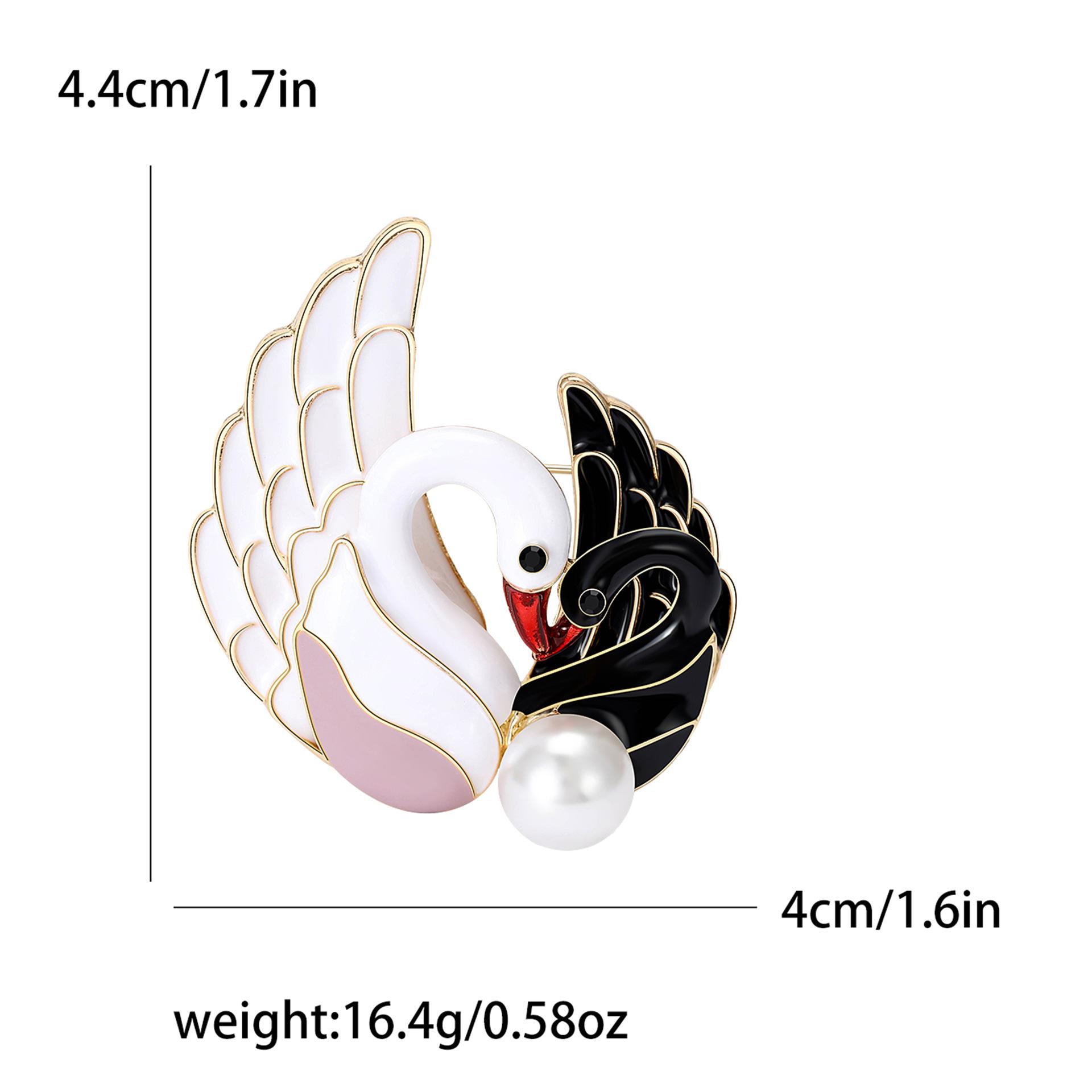 Модный сплав бриллиантовый комплект ретро простой темпераментный жемчуг капающий масло черно-белая брошь лебедь розовый