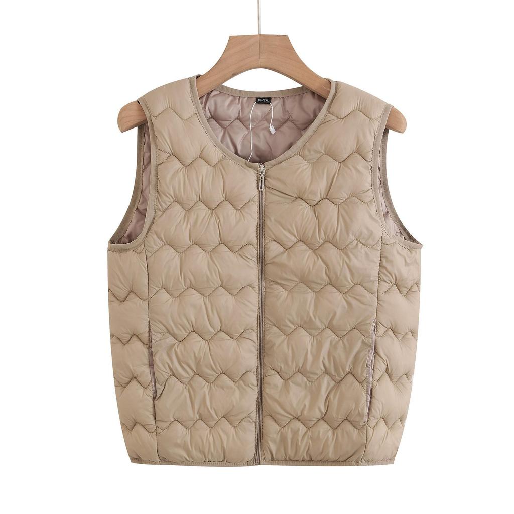 Down Cotton Vest Women's Inner Wear Autumn and Winter New Slim-fit Bottom Inner Wear Vest Medium Thin Warm Vest Vest