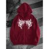 Dark, Symmetrical, Double Layered, Spiky, Thorny, Extreme, Black Metal Font Printed, Fully Zippered Hooded Cardigan, Hoodie, Men's and Women's