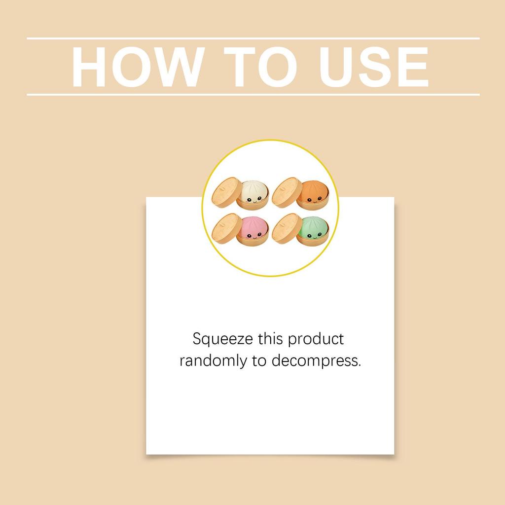 Portable Non-Stick Soft Baozi Squeeze Toy for Fun Stress Relief