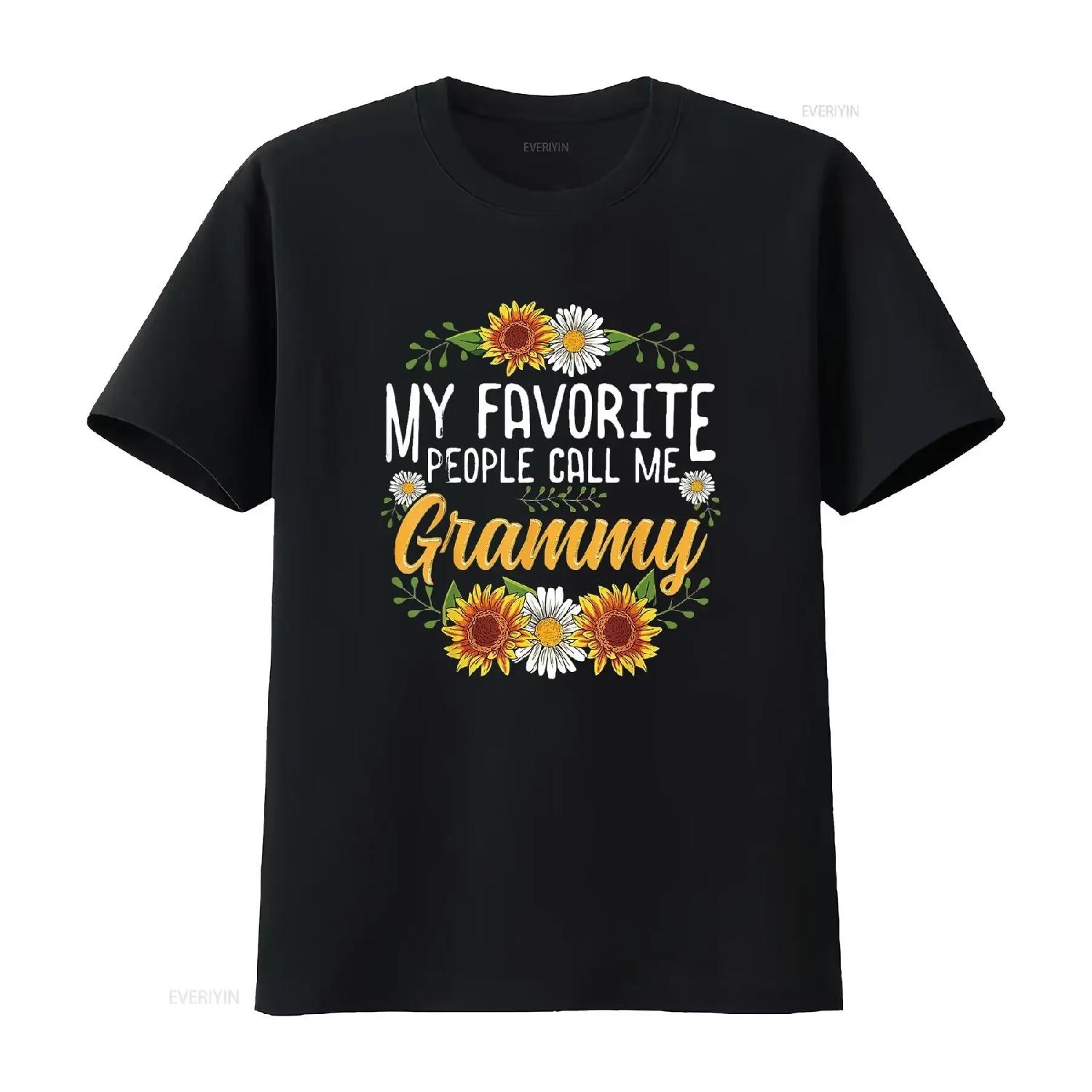 

Womens My Favorite People Call Me Grammy T Shirt Mothers Day s Black 2XL vintage Washed Soft graphic Versatile Slightly Stylish S чёрный