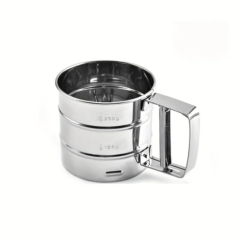 New Handheld Flour Sieve Semi Automatic Stainless Steel Sugar Powder Sieve Baking Household Noodle Sieve Ultrafine Filter Screen