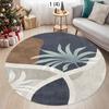 Navy Blue  Beige Color Block Design, Modern Botanical Art Floor Mat for Living Room Sofa Area Decor Bedroom Carpets