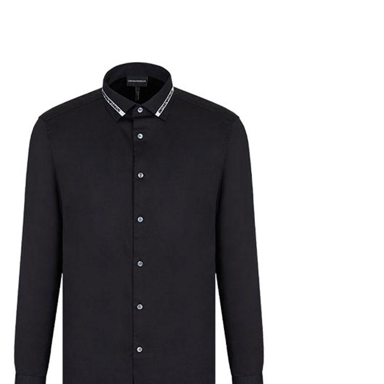 EMPORIO ARMANI Shirts Men's Black Lapel Moderate Other 3L1CD4-1NBNZ-0047