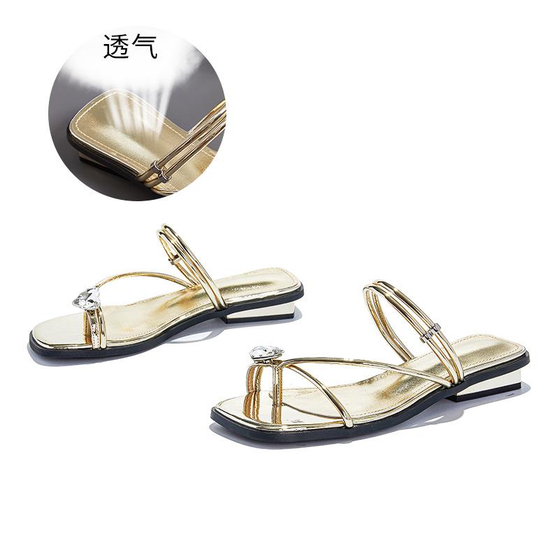 Flat Bottom Set Toe French Small Cool Slippers Fairy Shoes Fashion Wear 2025 New Summer Temperament Toe Half Drag
