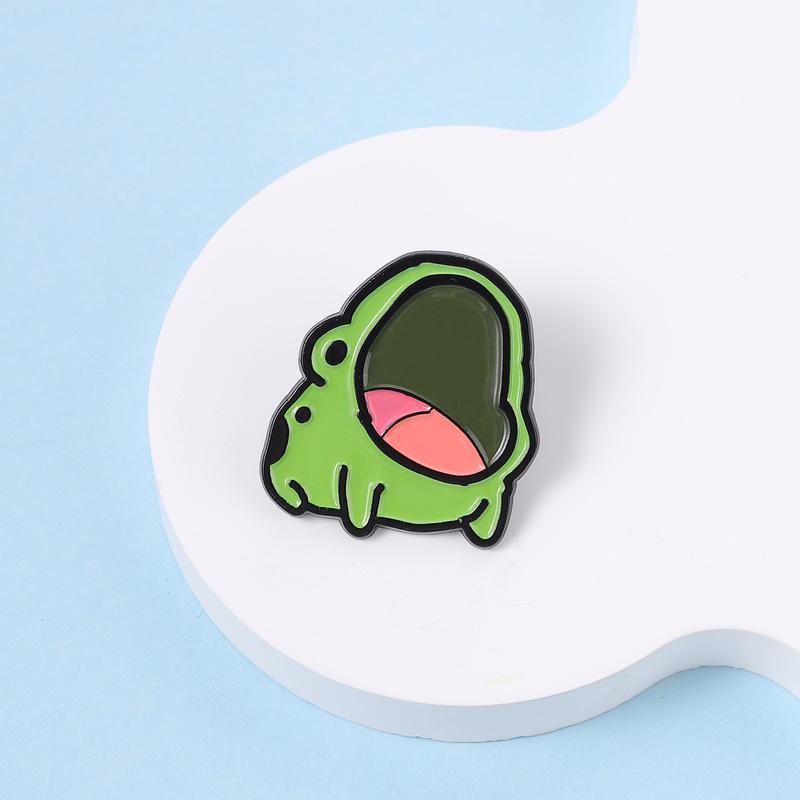 Xiaomi Cartoon Yawning Frog Enamel Pin Funny Humor Frog Meme Wide Open Mouth Metal Brooch Backpack Lapel Badge Jewelry Gift for Friends