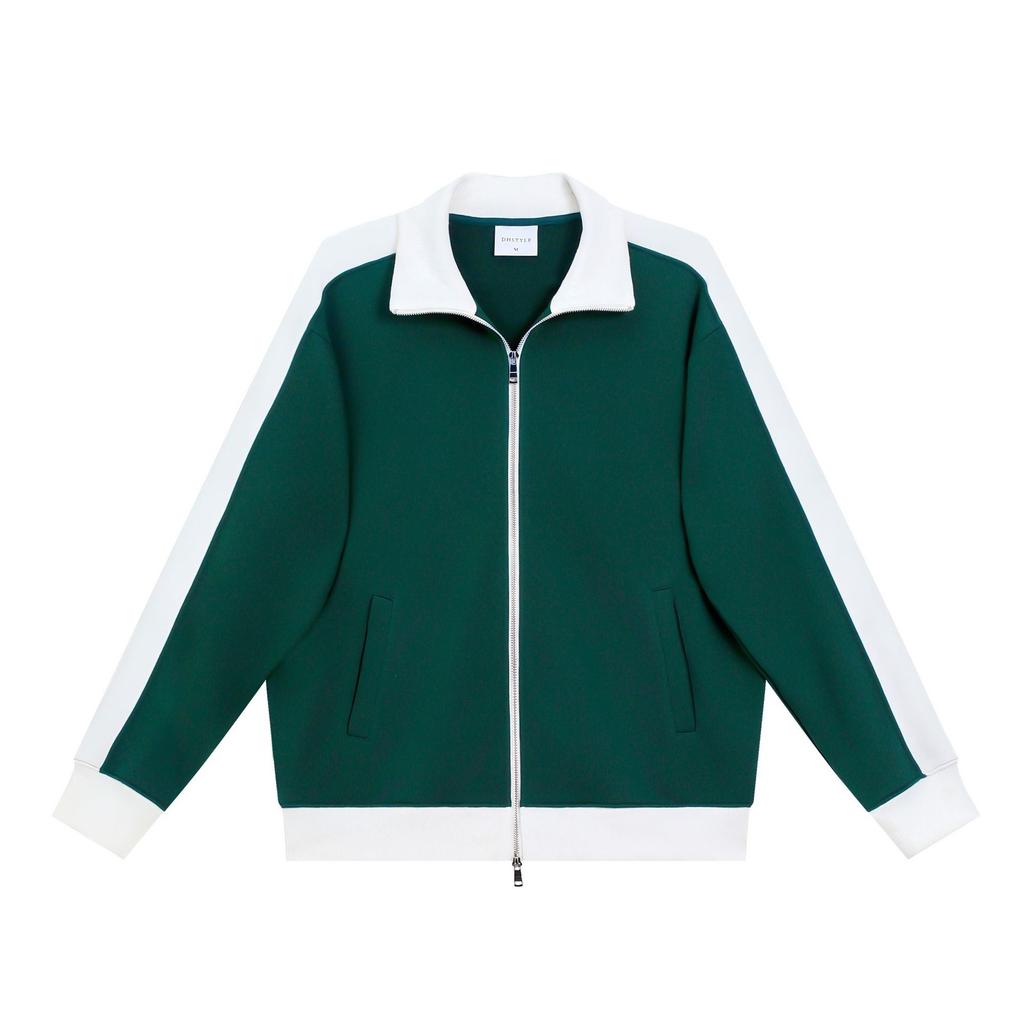 Sweat à capuche épais en polaire 380 g/m² pour homme Col montant Fermeture éclair double contrastée Cardigan Pull décontracté
