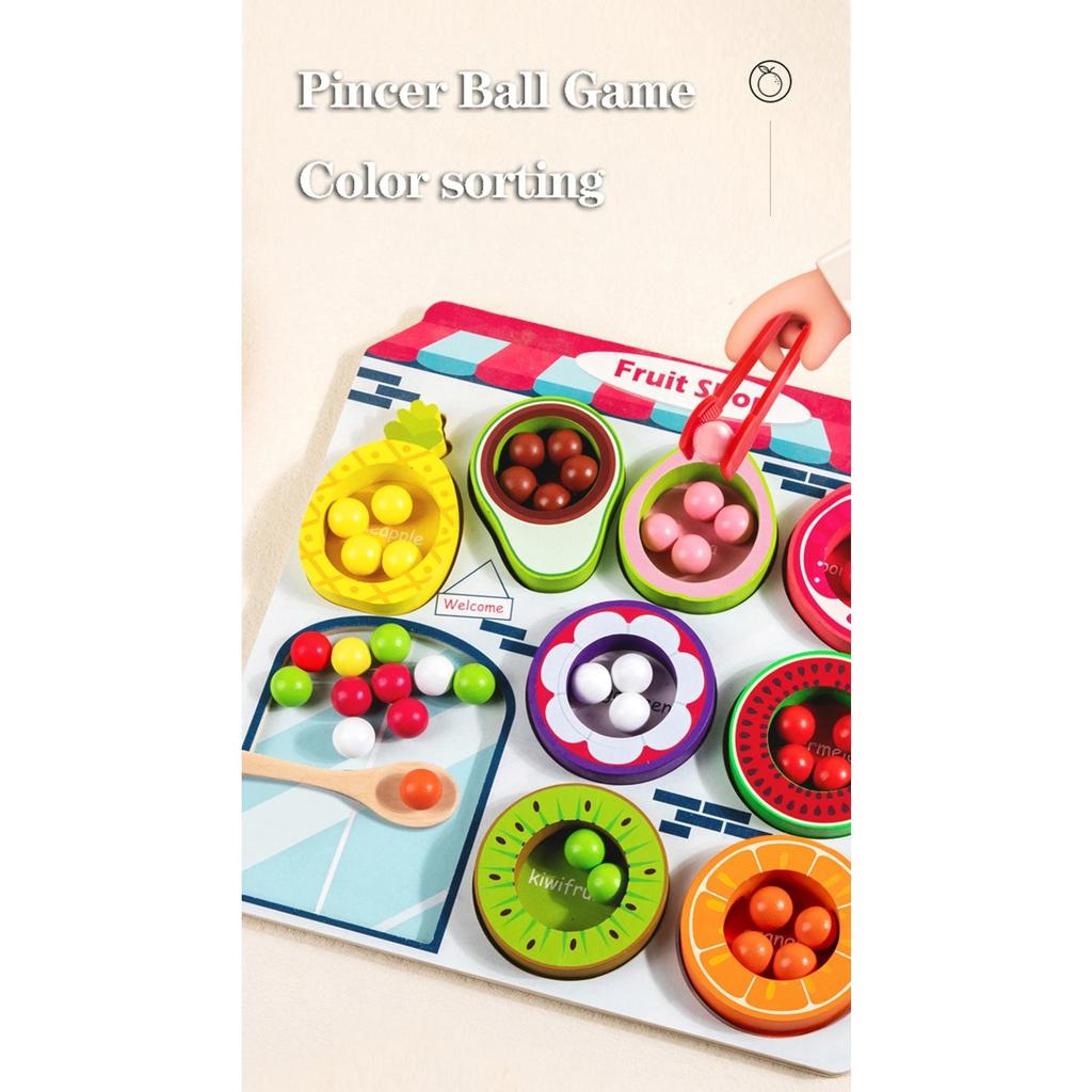 Children Fruit Sensory Sorter Montessori Toys Clip Beads Learning Color Shape Fine Motor Skills Educational Games Wooden Toys