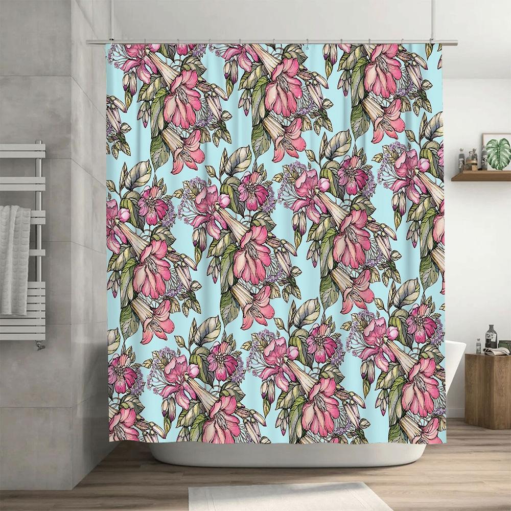 Floral Shower Curtain Vintage Botanical Flowers Bathroom Decor Waterproof Fabric Liner Artistic Nature Spring Blossom Home Texti