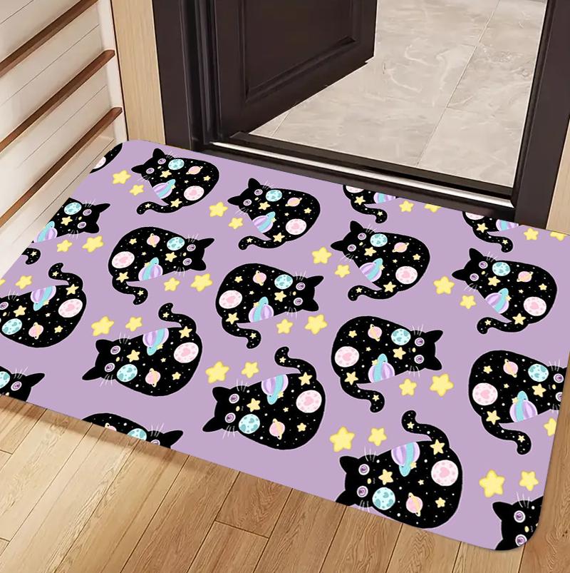 

Cute All Over Print Cat Doormat Cartoon Kitten Pattern Non Slip Absorbent Entryway Floor Mat for Front Door Home Decor 40x60cm