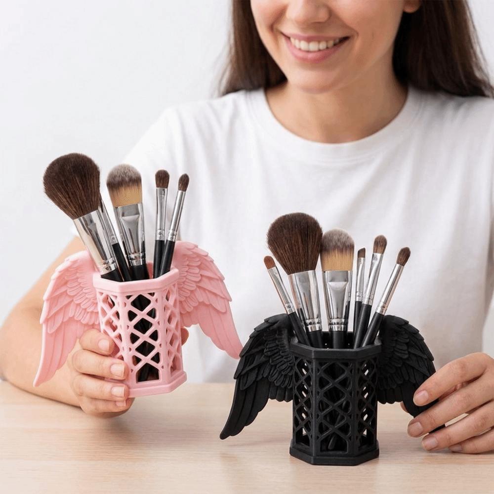 Hollow Angel Wings Pen Holder Stable Makeup Brush Holder Multi-functional Desk Organizer Office