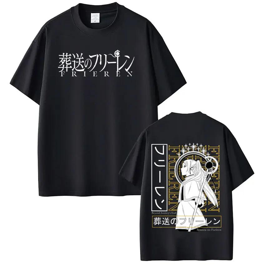 

Anime Frieren_ Beyond Journey s End Frieren Manga T Shirt Men Women Summer Harajuku High Quality Cotton Short Sleeve T-shirts S чёрный