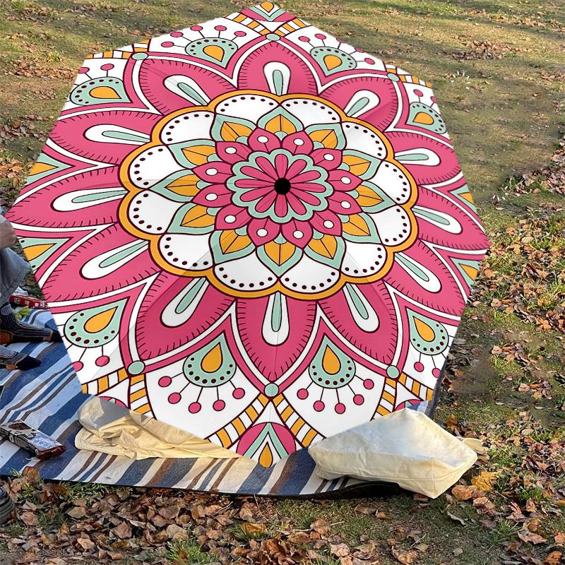 1pc Mandala Pattern Automatic Open/Close Umbrella Compact Folding Umbrella with 8-Rib Shaft for Women/Men, Elegant Birthday1290S