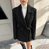 Women’s Black Double-Breasted Blazer Dress – Long Sleeve Tailored Mini Dress with Notched Lapels, Structured Fit & Elegant Chic Style