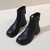 Thick Soled Elastic Boots for Women In Winter  Thick Cotton Soft Leather Short Boots 2025 New British Style Retro Boots