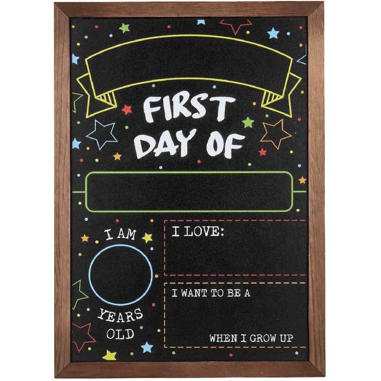 First Day Last Day of School Chalkboard Double Sided Sign with Frame - 14  x 10