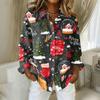 Women's Casual Stylish Christmas Print Long Sleeve Cardigan Top