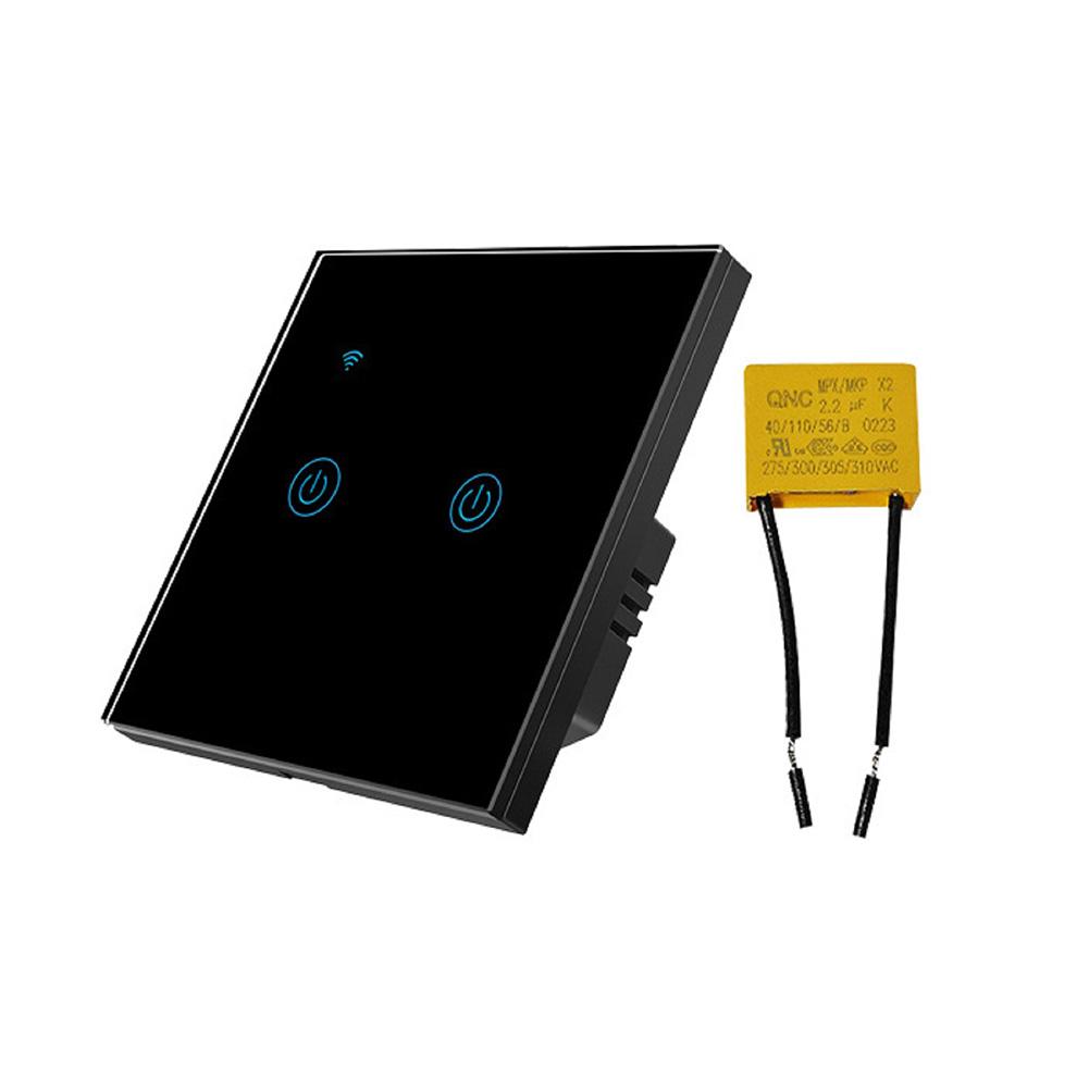 Intelligenter WiFi-Wandschalter mit 2 Tasten für das Tuya-Ökosystem Optionale Ein-Draht-Installation Neutralleiter Optional EU-Standard