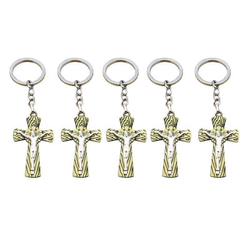 Cross Keychains Key Rings Religious KeyChains For DIY Car Hanging Simple Jewelry Handmade Gift