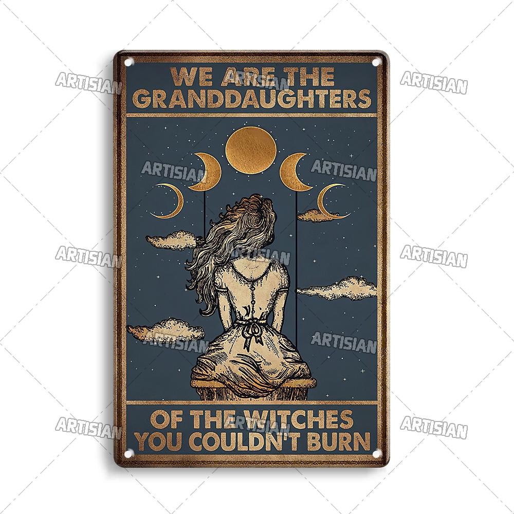 Artisian Halloween Metal Plaque Witches Tin Sign Girl Decorative Plate Wall Decor Garage Bar Pub Club Hotel Kitchen Home