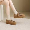 [Cow Anti Velvet] Thick soled Boken Shoes for Women 2025 Autumn New Vintage Beaded Height Increasing Casual Kangaroo Shoes