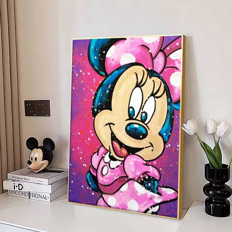 Disney Diamond Painting Minnie Mouse Splatter Graffiti Style Illustration Mosaic Embroidery Diamond Painting Cross Stitch Home Decoration 5D DIY