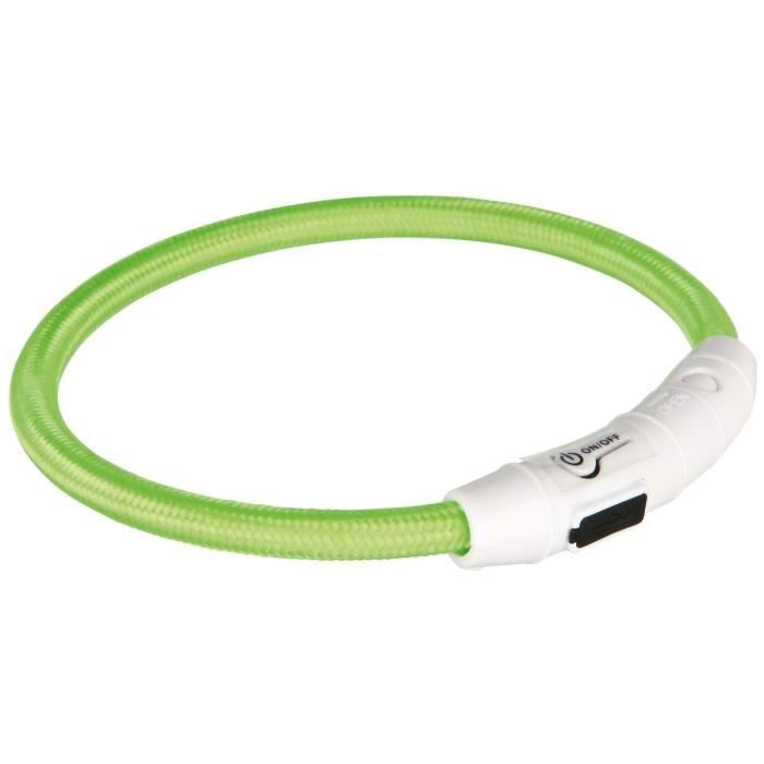 Anneau lumineux pour chien - TRIXIE - L–XL - USB rechargeable - 65 cm - Vert