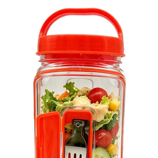 Barattolo per Insalata con Strati Verticali, Vasetti per Condimenti con Coperchio di Sicurezza Ermetico, Mantiene le Insalate Fresche e Croccanti, Contenitore per Meal Prep